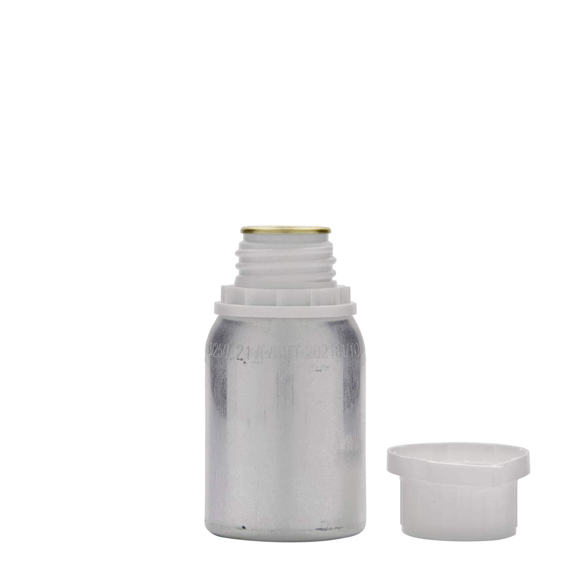 125 ml aluminijasta steklenica, kovina, srebrna, odprtina: DIN 32