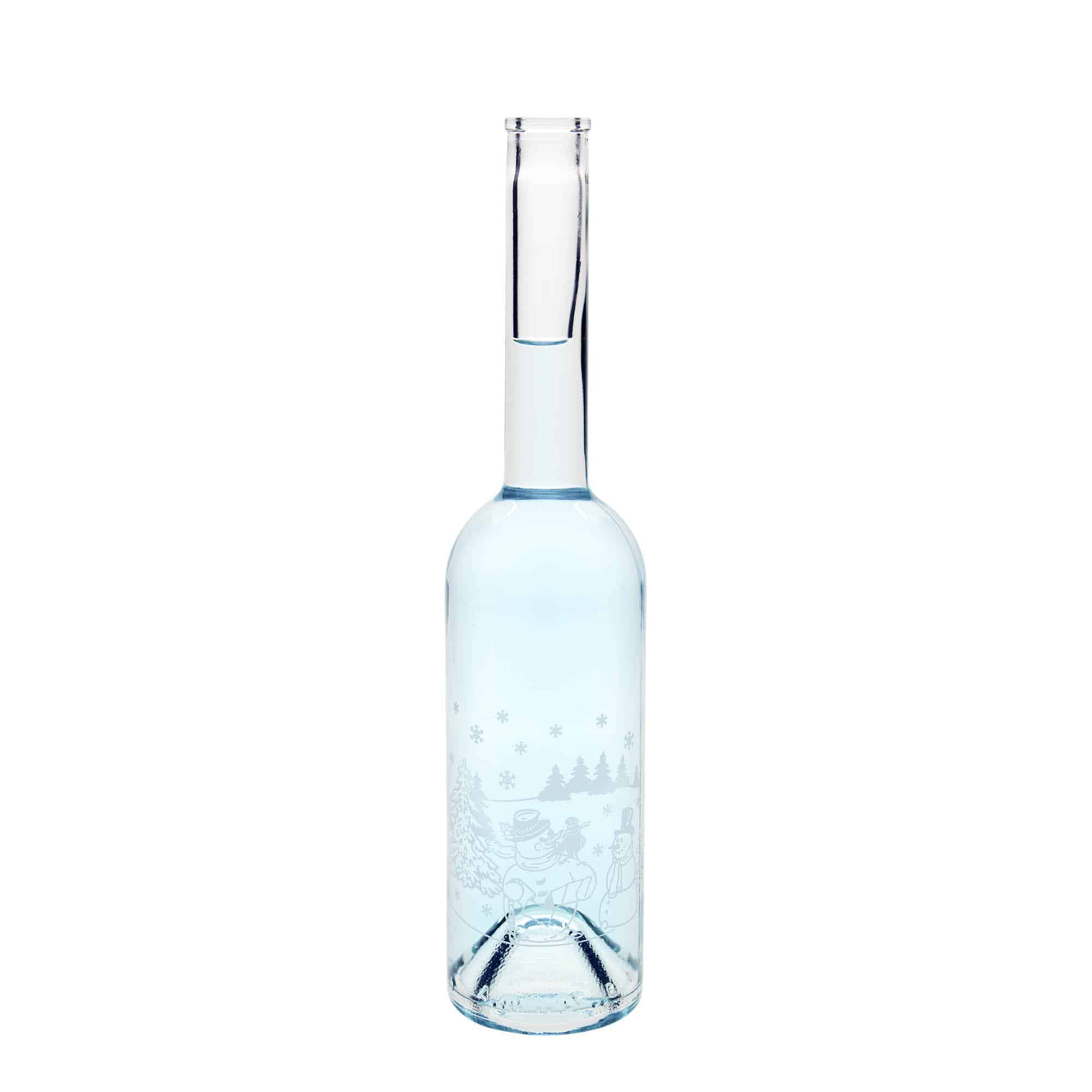 500 ml steklena steklenica »Opera«, motiv: Snežak, ustje: pluta