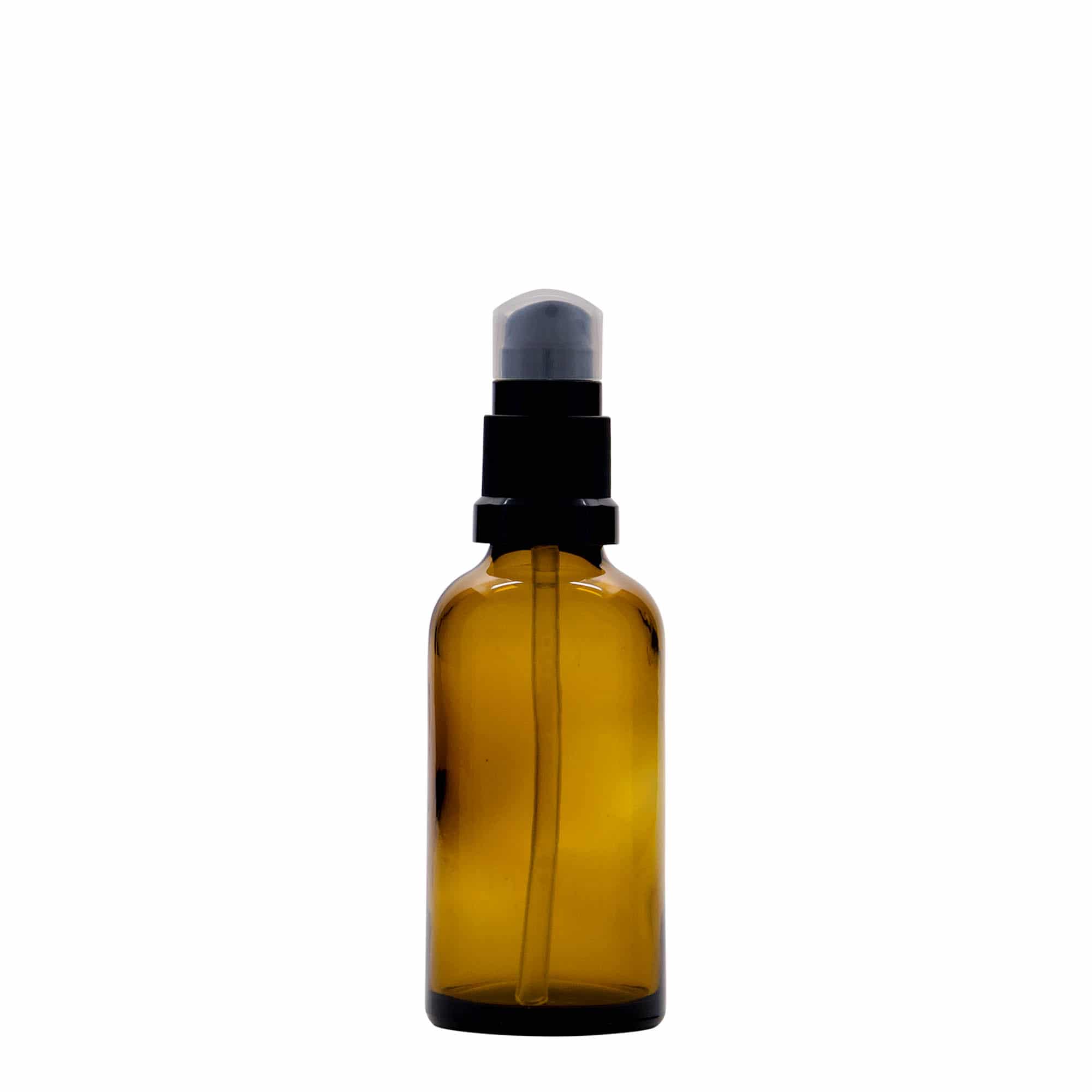50 ml steklenica za zdravila s črpalko za losjon, steklo, rjava, ustje: DIN 18 50 ml steklenica za zdravila s črpalko za losjon, steklo, rjava, ustje: DIN 18