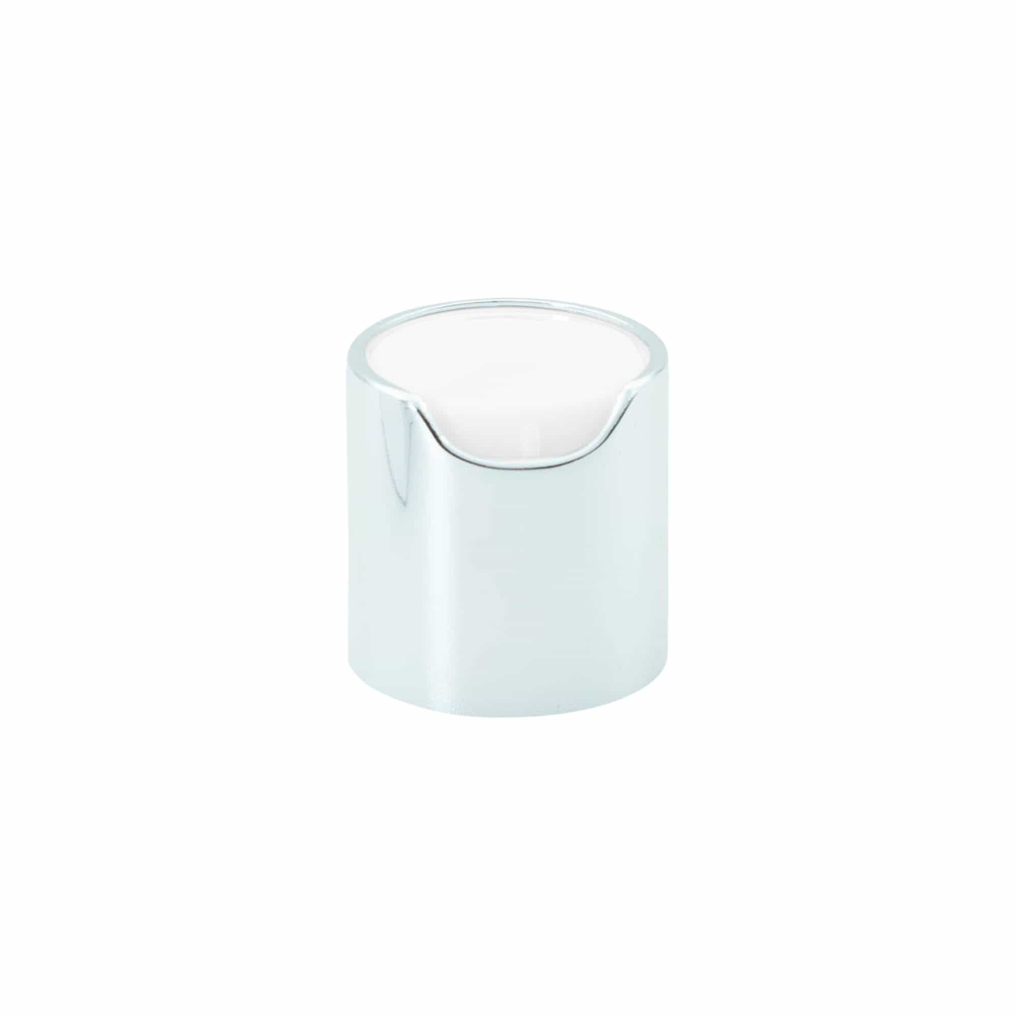 Navojni pokrovček Disc Top, PP-plastika, srebrne barve, za odprtino: 24/410